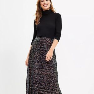 Loft Rainbow Sequin Midi Skirt NWT